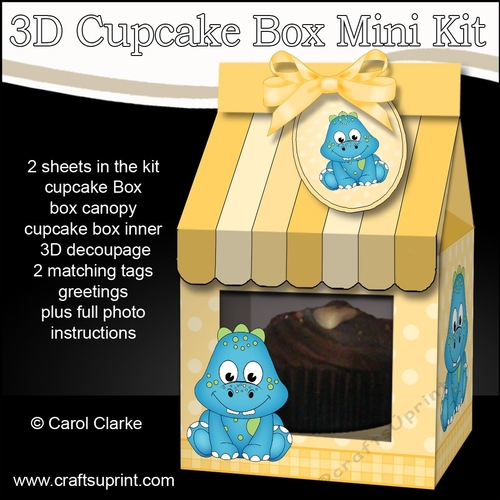 Mini Milk Carton Cupcake Treat Box Mini Kit - Cute Little Dino