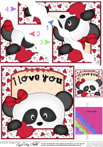 Wavey Corner Stacker - Love, Romance, Valentine - Panda Bear 