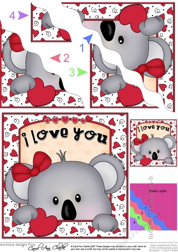 Wavey Corner Stacker - Love, Romance, Valentine - Koala Bear 