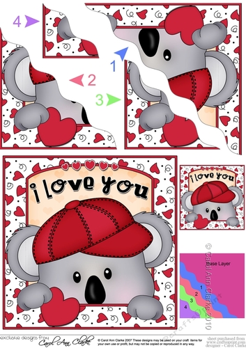 Wavey Corner Stacker - Love, Romance, Valentine - Koala Bear 