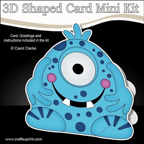 3D Shaped Card  Kit -  Cute Alien Monster Guza