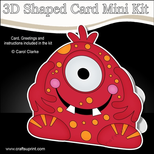 3D Shaped Card  Kit -  Cute Alien Monster Caev