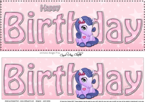 Large DL HAPPY BIRTHDAY 3D decoupage with Cute Pony