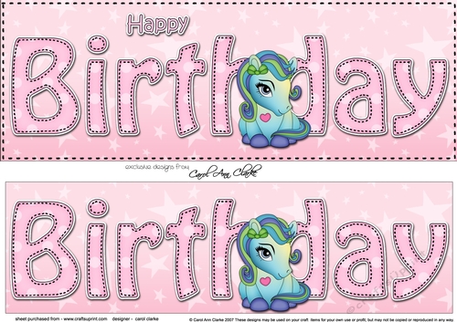 Large DL HAPPY BIRTHDAY 3D decoupage with Cute Pony