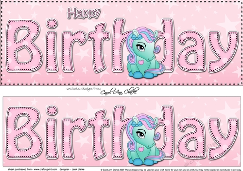 Large DL HAPPY BIRTHDAY 3D decoupage with Cute Pony