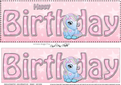 Large DL HAPPY BIRTHDAY 3D decoupage with Cute Pony
