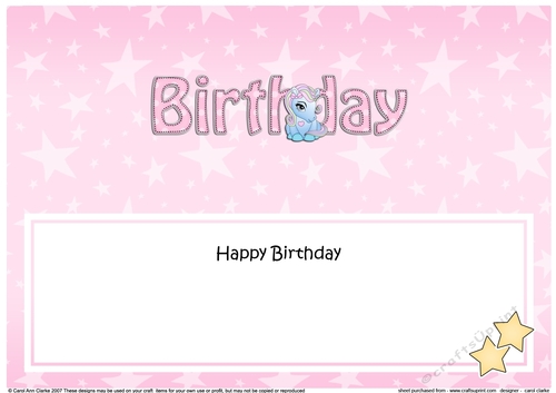 Large DL HAPPY BIRTHDAY insert with Cute Pony