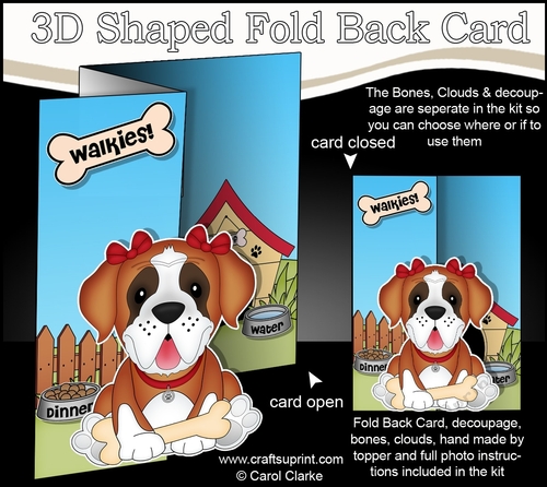 3D Shaped No-Hole Fold Back Mini Kit - Little St Bernard Dog Lady