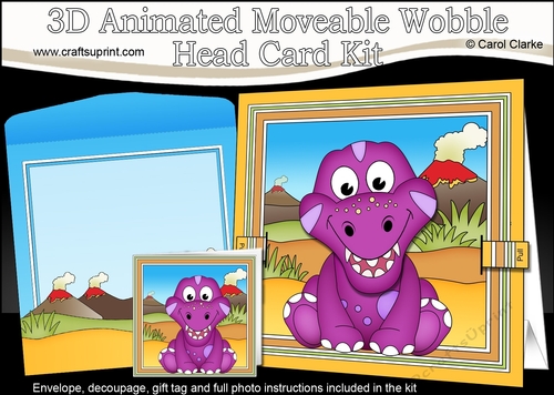 3D Animated Moveable Wobble Head Card - Cute Little Bobosaur Dino