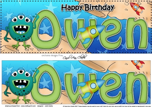 Large DL Happy Birthday OWEN 3D decoupage
