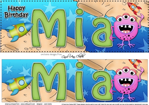 Large DL Happy Birthday MIA 3D decoupage