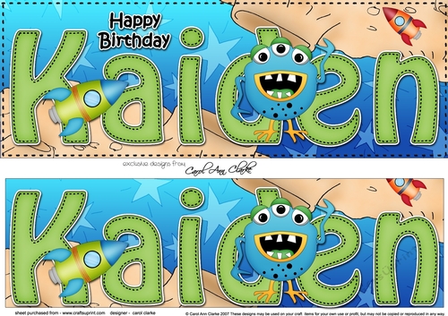 Large DL Happy Birthday KAIDEN 3D decoupage