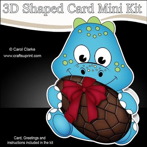 3D Shaped Card Mini Kit - Cute Little Dino has an Easter Egg