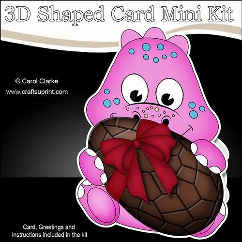 3D Shaped Card Mini Kit - Cute Little Dino has an Easter Egg
