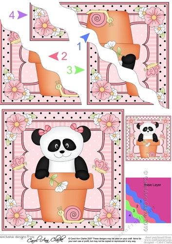 Flower Pot Friends Cute Little Panda Bear Wavey Corner Stacker