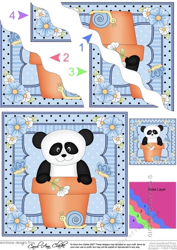 Flower Pot Friends Cute Little Panda Bear Wavey Corner Stacker