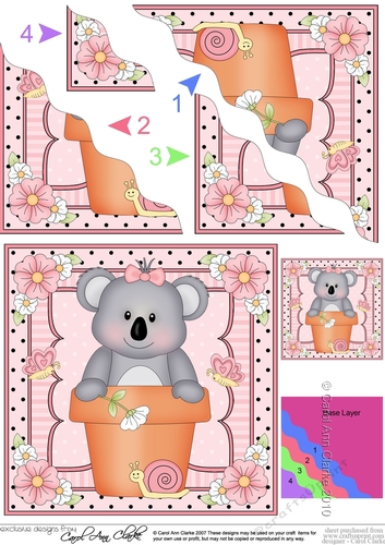 Flower Pot Friends Cute Little Koala Bear Wavey Corner Stacker