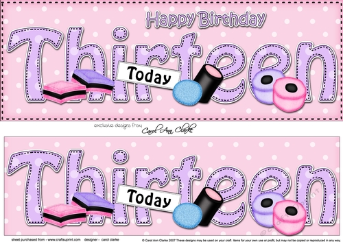 Large DL Happy Birthday THIRTEEN TODAY 3D decoupage