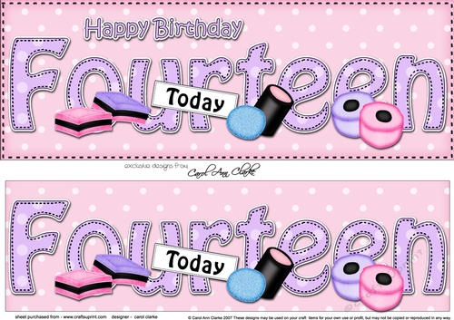Large DL Happy Birthday FOURTEEN TODAY 3D decoupage