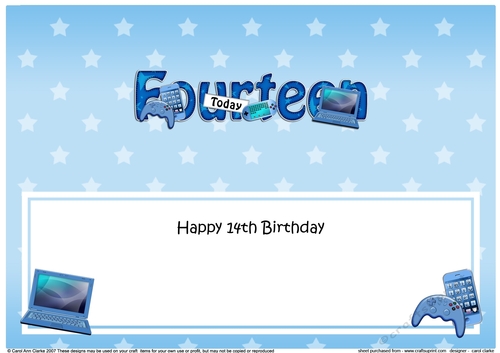 Large DL Happy Birthday FOURTEEN TODAY insert