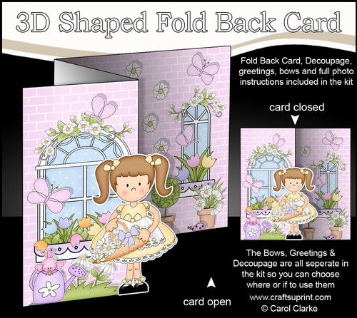 3D Shaped No-Hole Fold Back Mini Kit -  Country Cottage Girlz Liz has a Basket of Flowers