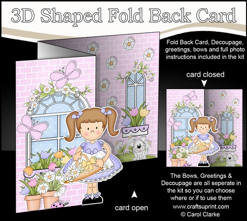 3D Shaped No-Hole Fold Back Mini Kit -  Country Cottage Girlz Liz has a Basket of Flowers