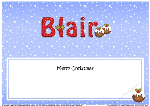 Large DL Merry Christmas BLAIR insert