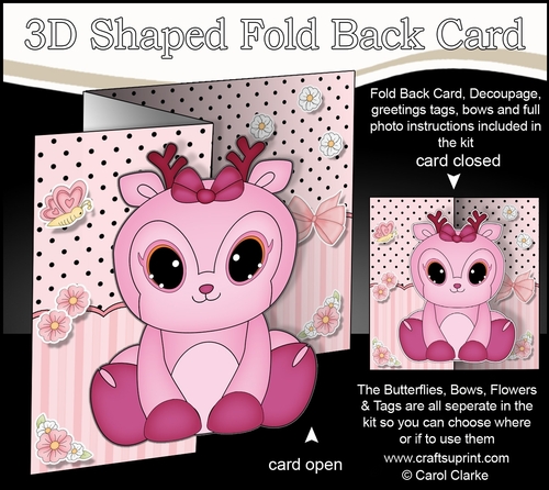 3D Shaped No-Hole Fold Back Mini Kit -  Cute Little Rosie Reindeer