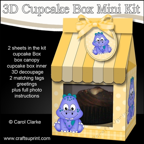 Mini Milk Carton Cupcake Treat Box Mini Kit - Cute Little Dino