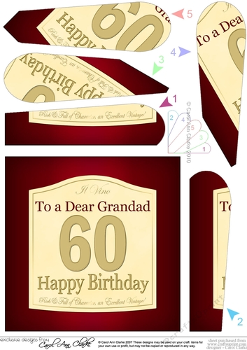 60th Birthday Grandad Wine Label Fan Pyramage Topper