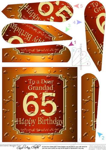 65th Birthday Grandad Beer Label Fan Pyramage Topper