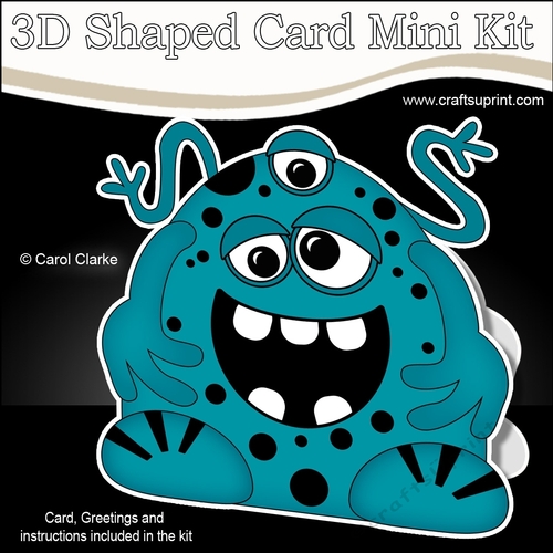 3D Shaped Card  Kit -  Cute Alien Monster Zash