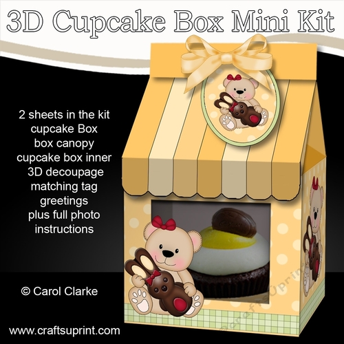 3D Mini Milk Carton Cupcake Treat Box Mini Kit - Cute Little Teddy has a Chocolate Easter Bunny