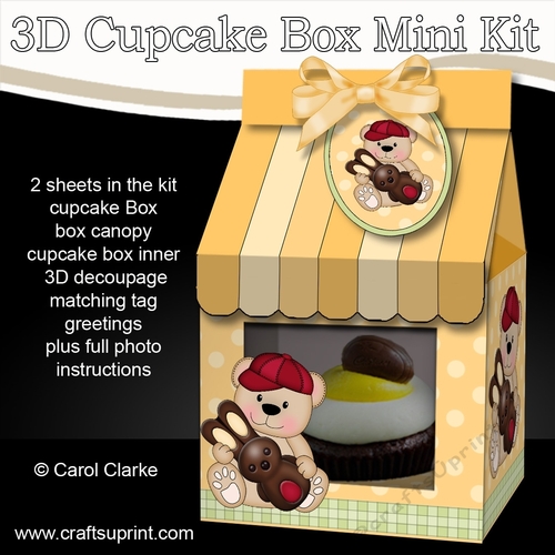3D Mini Milk Carton Cupcake Treat Box Mini Kit - Cute Little Teddy has a Chocolate Easter Bunny