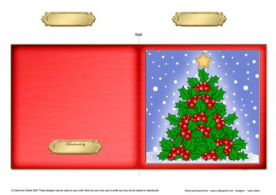 Xmas Holly Tree Cut and Fold Card