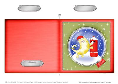 Xmas Cat Cut and Fold Card