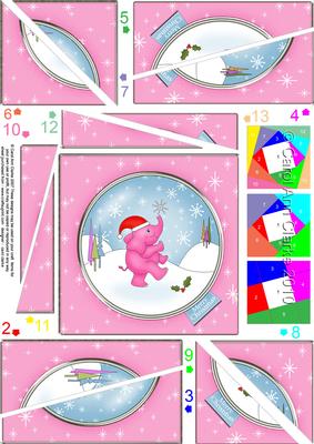 Xmas Elephant Quick Card Twisted Spiral Side Stacker