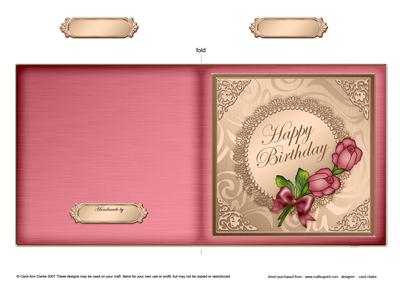 Roses on Metallic Lace Cut and Fold Card