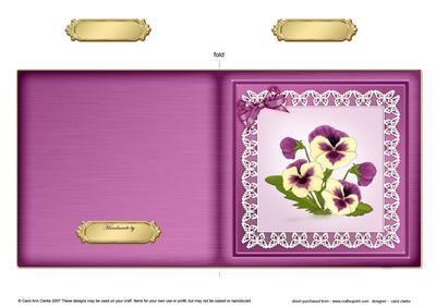 Pansy on Butterfly Lace Cut and Fold Card