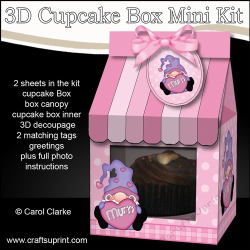 3D Mothers Day Mini Milk Carton Cupcake Treat Box Mini Kit - Cute Little Gnome