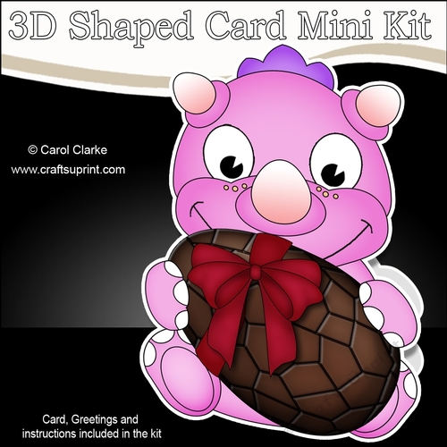 3D Shaped Card Mini Kit - Cute Little Dino has an Easter Egg
