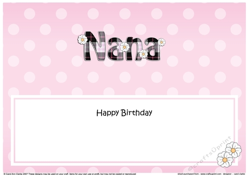 Large DL Happy Birthday NANA insert with Tartan