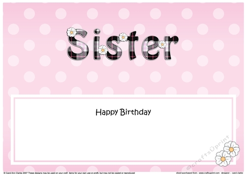 Large DL Happy Birthday SISTER insert with Tartan