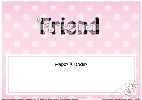 Large DL Happy Birthday FRIEND insert with Tartan