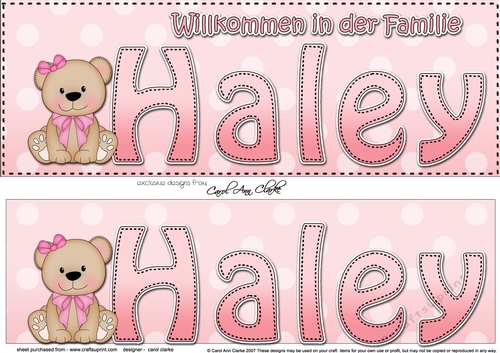 Large DL Willkommen in der Familie HALEY 3D decoupage