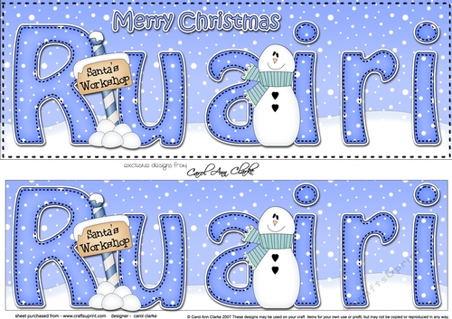Large DL Merry Christmas RUAIRI 3D decoupage 