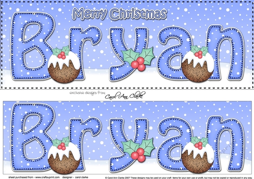 Large DL Merry Christmas BRYAN 3D decoupage 