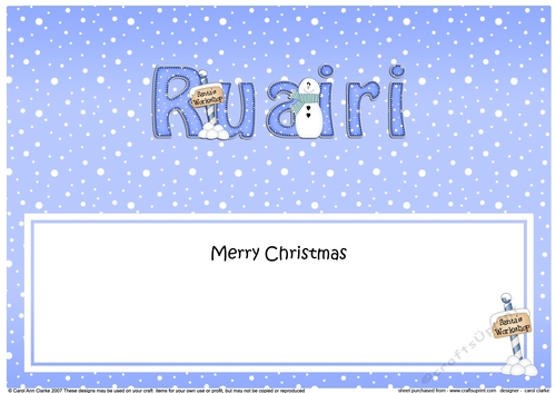 Large DL Merry Christmas RUAIRI insert