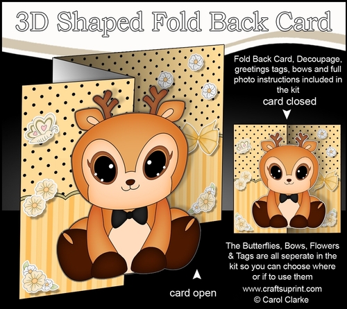 3D Shaped No-Hole Fold Back Mini Kit -  Cute Little Raindeer Snuggles