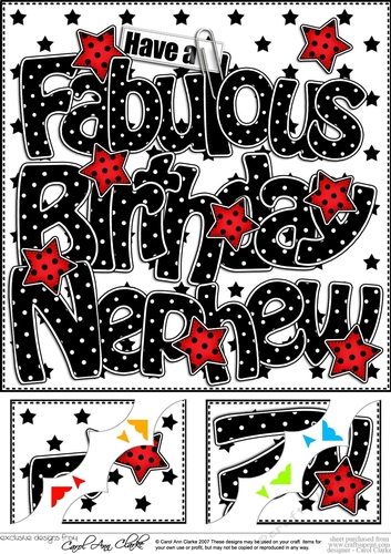 8 x 8 Have a Fabulous Birthday NEPHEW Scalloped corner Topper